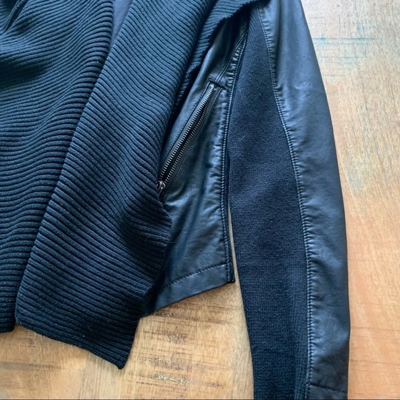 BLANKNYC  Drape-Front Quilted Faux-Leather Black Jacket Size Medium - Picture 11 of 14